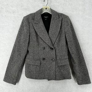 Talbots Blazer Womens 6 Double Breasted Herringbone Gray Wool Blend Lined
